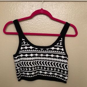 Black and white Aztec crop top